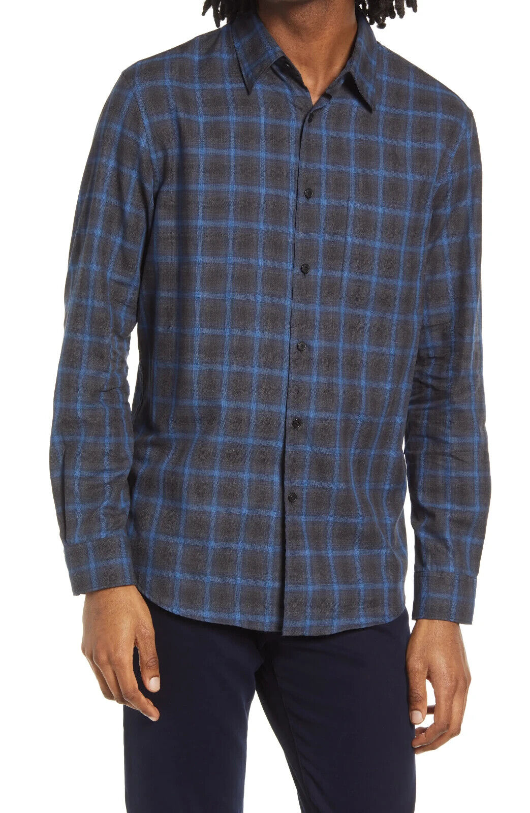 THEORY Noll Flannel Button-Down Shirt MSRP $225 Size S # 4D 462 NEW