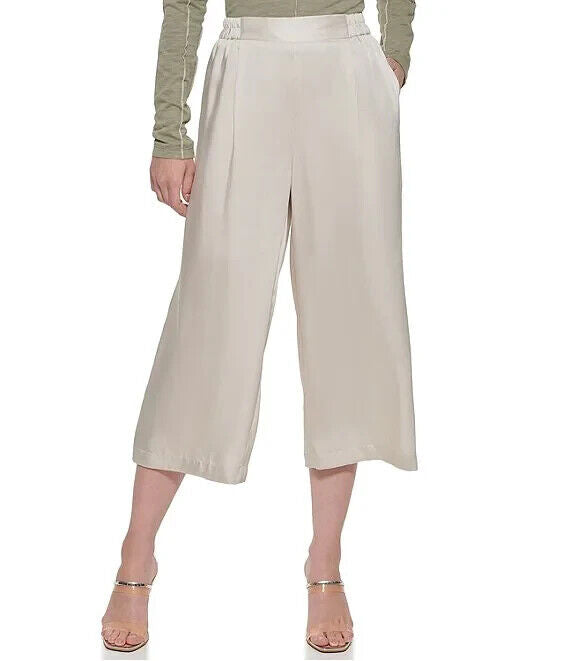 DKNY Cropped Wide-Leg Pants MSRP $79 Size L # 20B 611 NEW