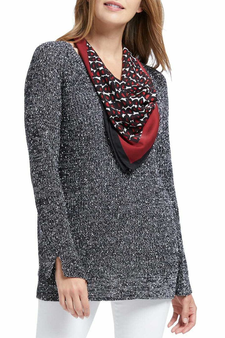 NIC+ZOE Explorer V-Neck Sweater with Scarf MSRP $178 Size XS # 5B 1677 NEW