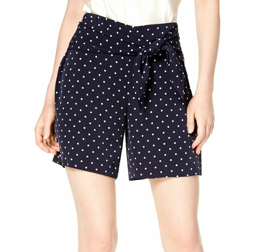 Bar III Polka-Dot Tie-Waist Shorts