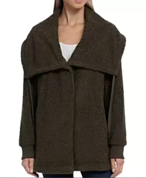 Bagatelle Faux Sherpa Drawstring Collar Jacket MSRP $118 Size S # 5C 2362 NEW