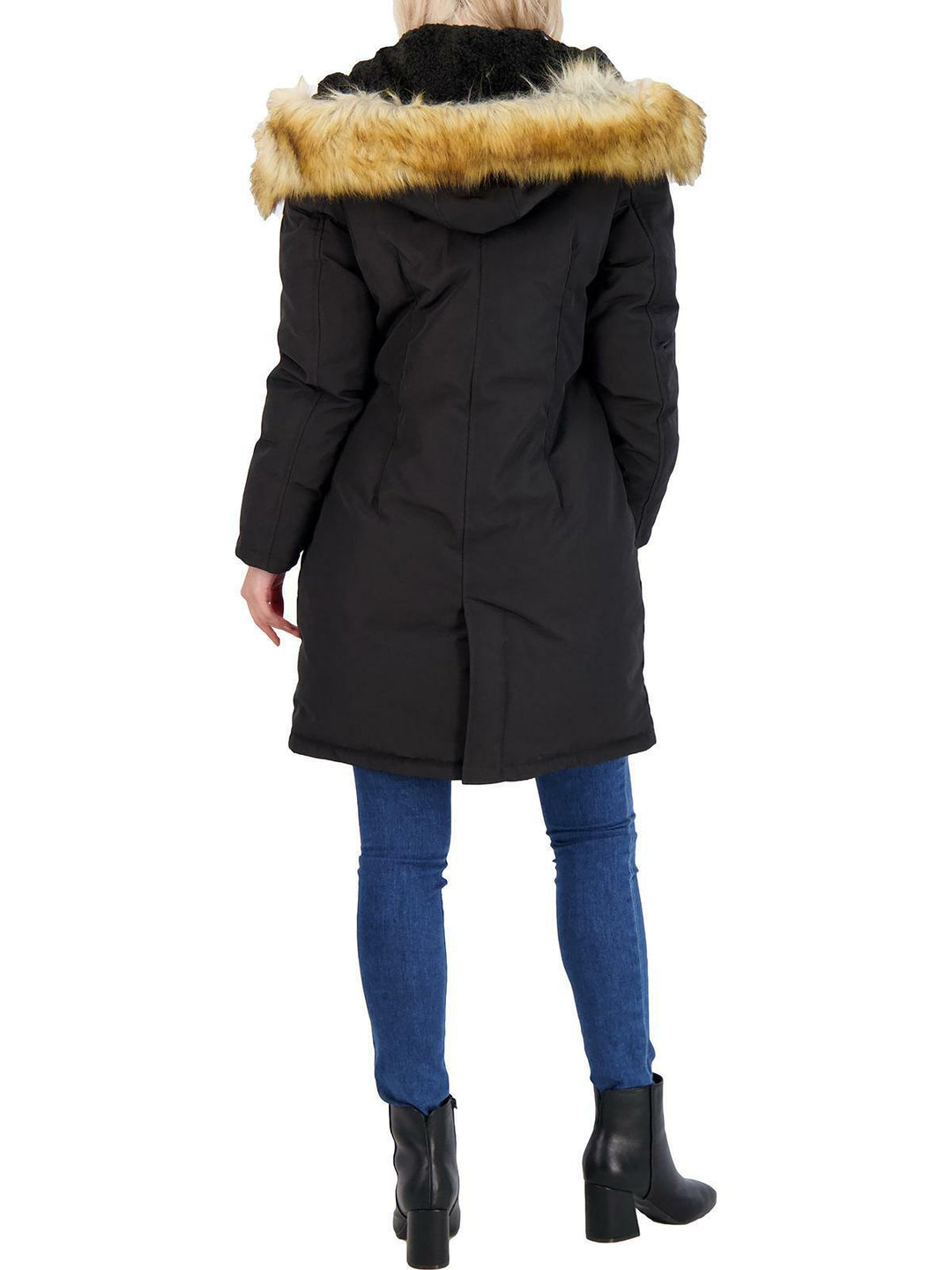 Parka de plumón con ribete de piel sintética y capucha de French Connection MSRP $320 Talla M # 18B 109 NUEVO