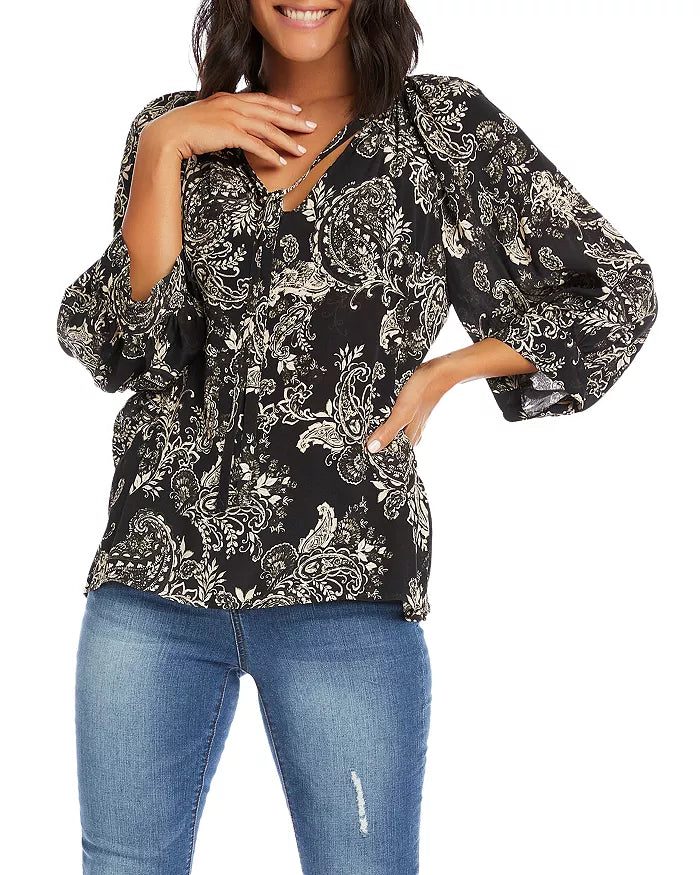 Karen Kane Paisley Print Blouson Sleeve Top