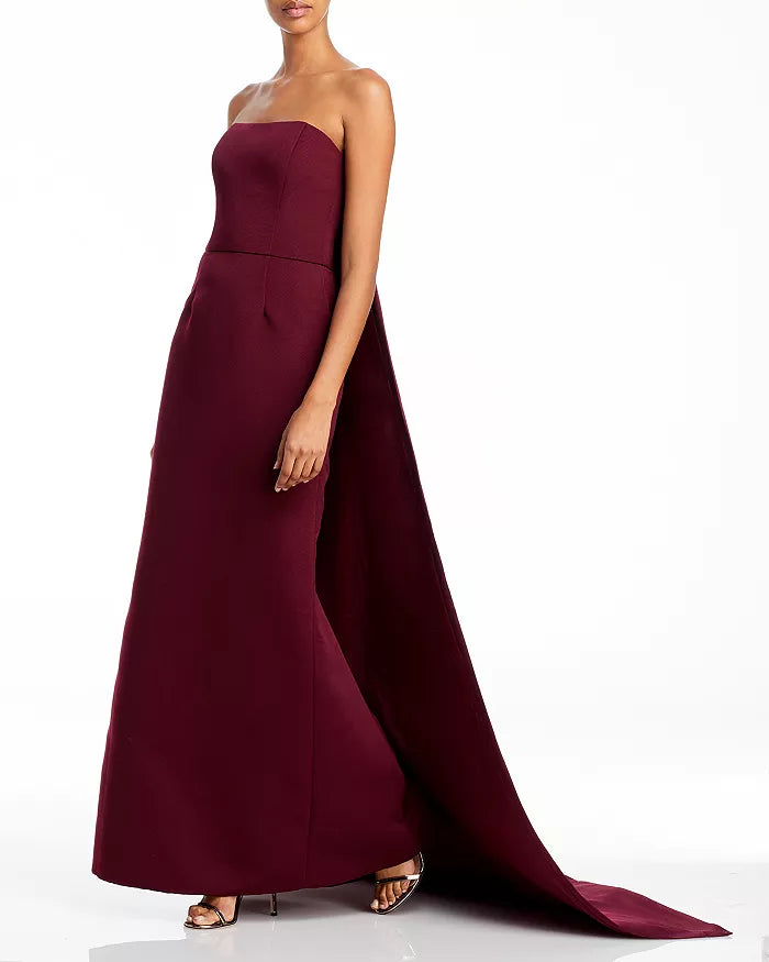 Amsale Strapless Watteau Gown