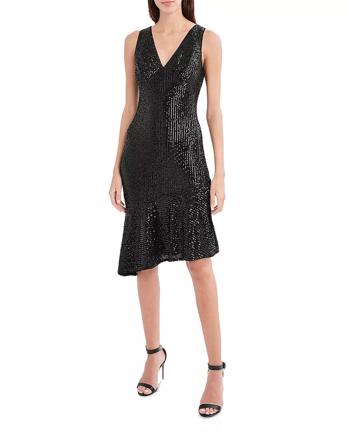 BCBGMAXAZRIA Asymmetric Sequin Dress