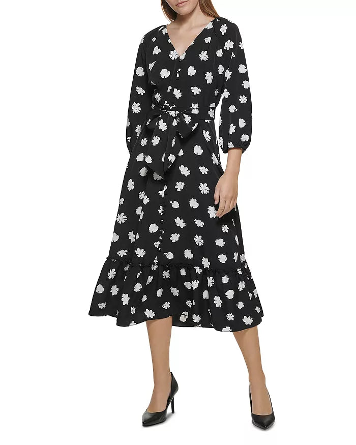 KARL LAGERFELD PARIS Floral-Print Crepe Dress