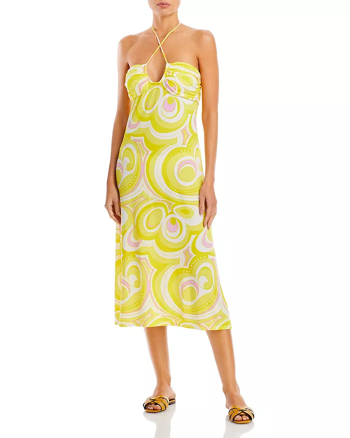AQUA Swim Printed Cover Up Midi Dress