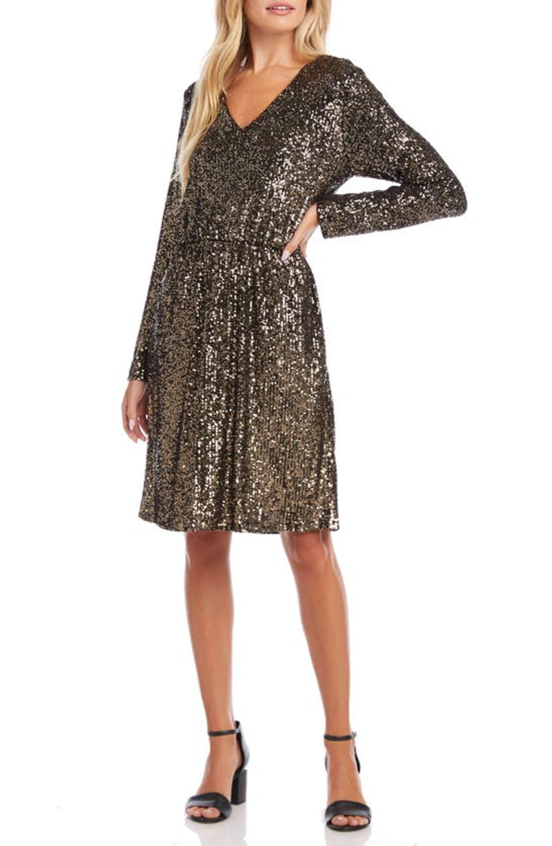 Karen Kane Long Sleeve Sequin Dress