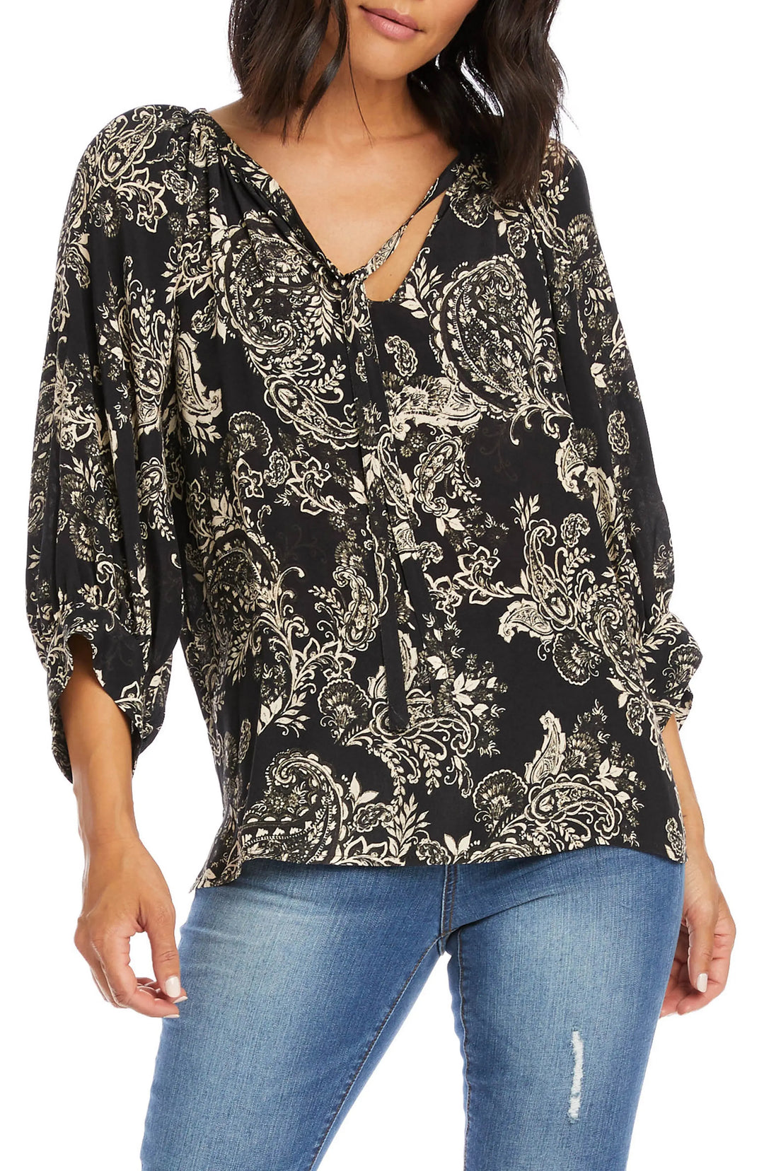 Karen Kane Paisley Print Blouson Sleeve Top