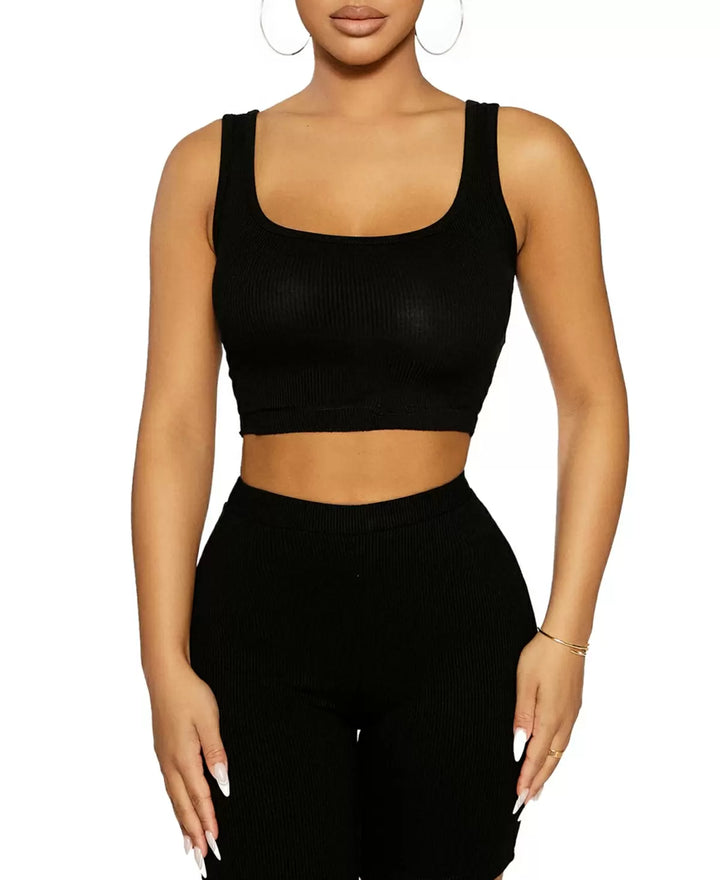 Naked Wardrobe The NW Tank It Back Ribbed Cropped Tank Top