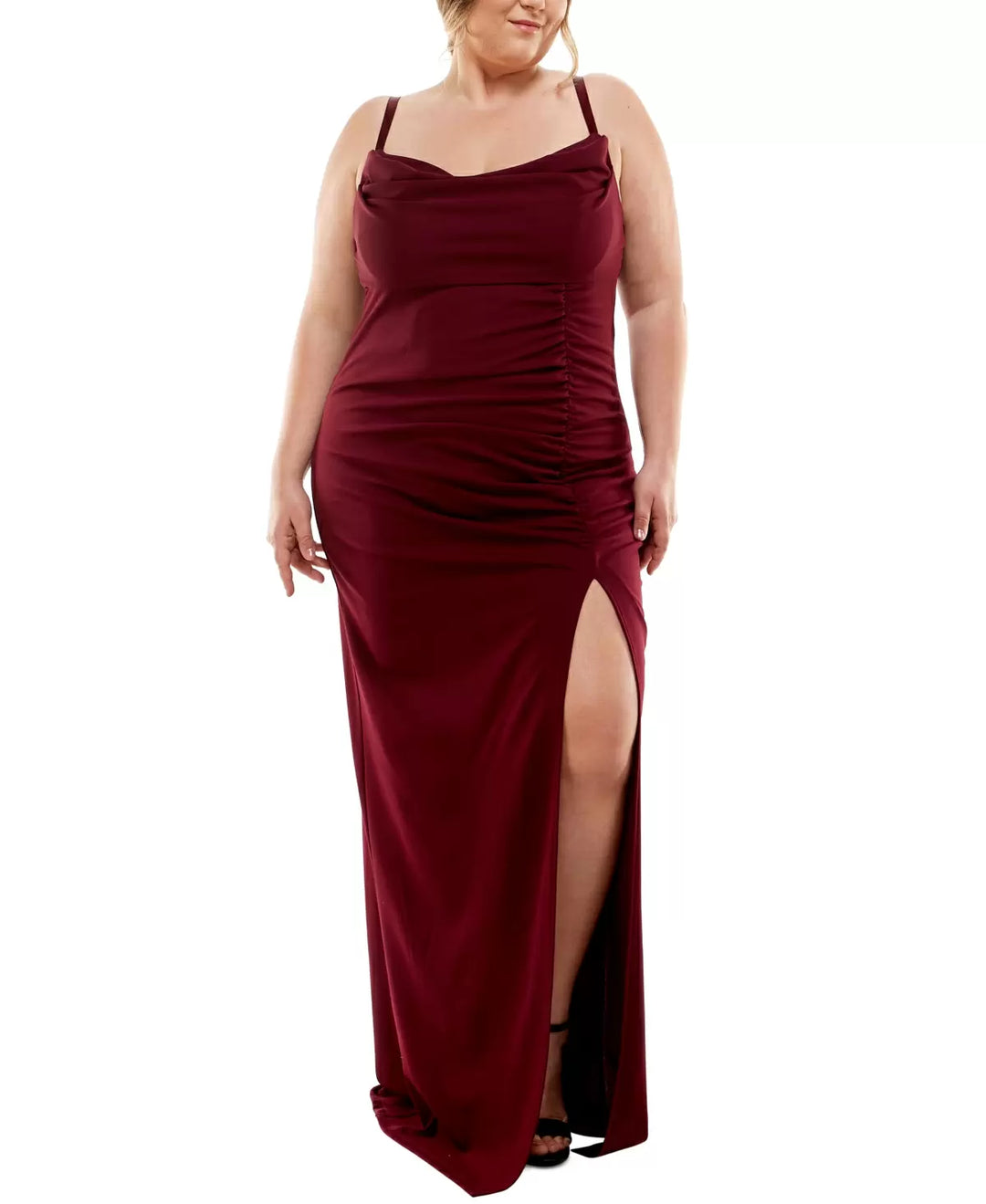 Emerald Sundae Plus Size Cowlneck Side-Ruched Dress