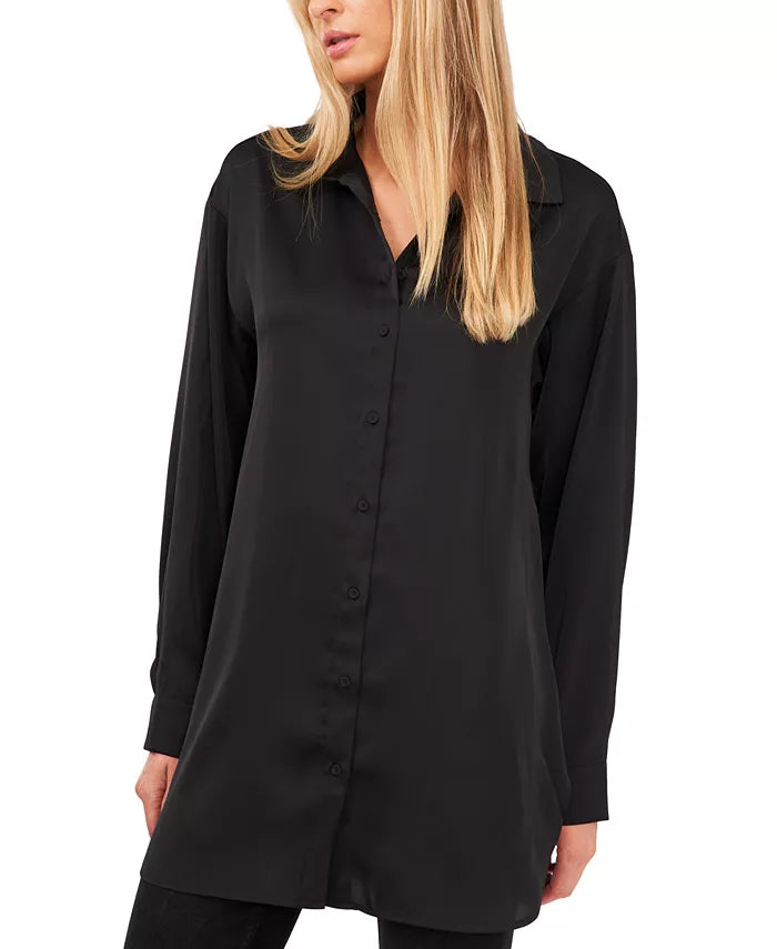 Vince Camuto Satin Button-Down Tunic