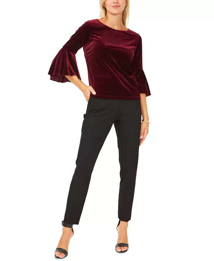 MSK Petite Velvet Bell-Sleeve Top