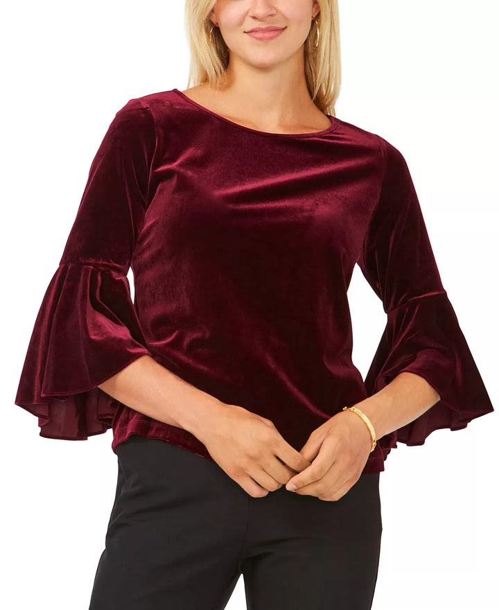 MSK Petite Velvet Bell-Sleeve Top