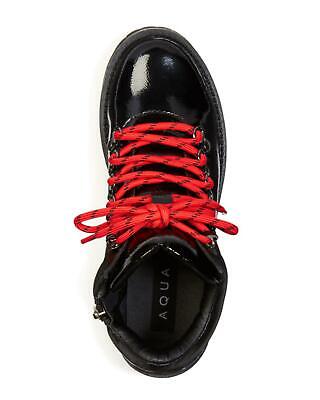 AQUA Knox Round-Toe Lace Up Patent Leather Booties
