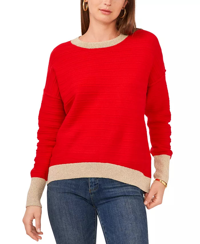 Suéter Vince Camuto con ribete de colores combinados