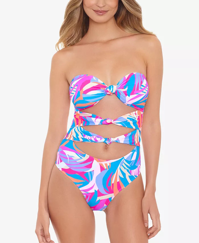 Salt + Cove Juniors' Tropical Breeze Knotted One Piece Swimsuit