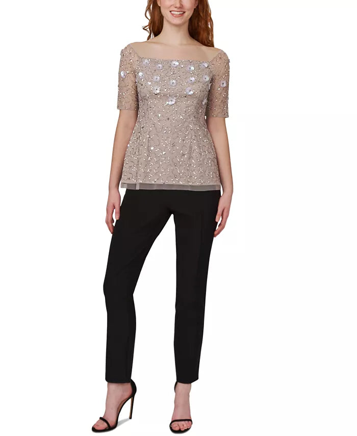 Adrianna Papell Beaded Off-The-Shoulder Top