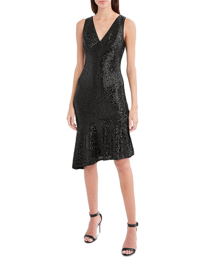 BCBGMAXAZRIA Asymmetric Sequin Dress