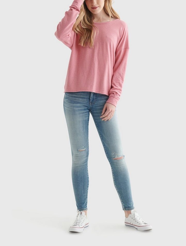 Lucky Brand Cloud Jersey V-neck Twist-Back Top