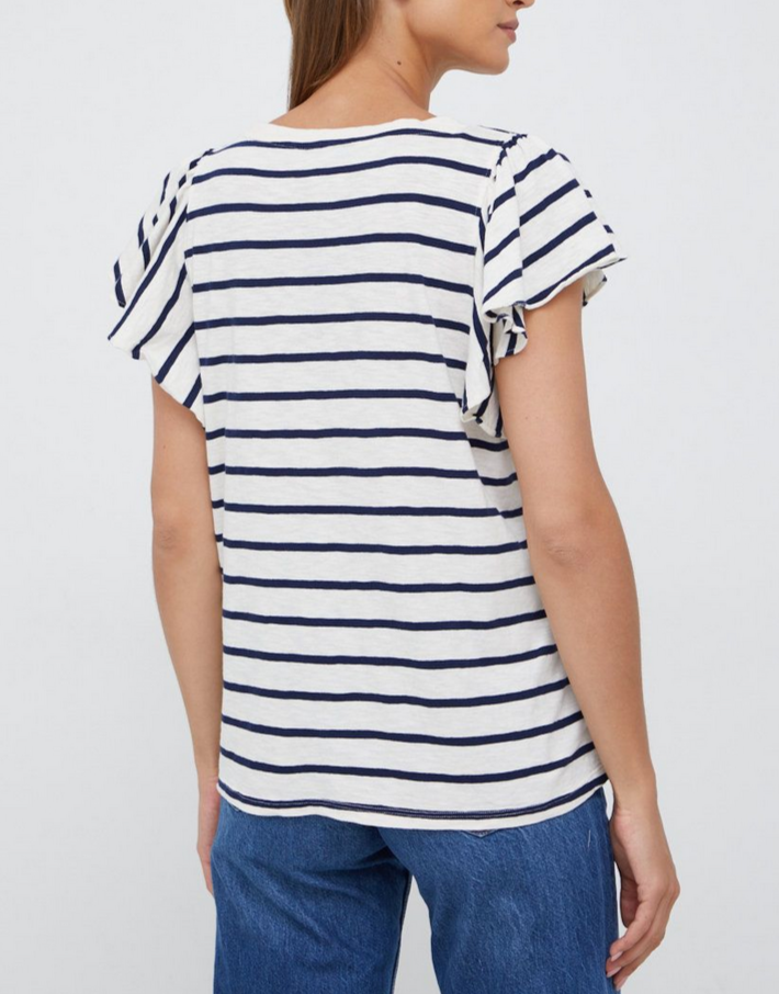 Lauren Ralph Lauren Ruffle-Sleeve Striped T-Shirt