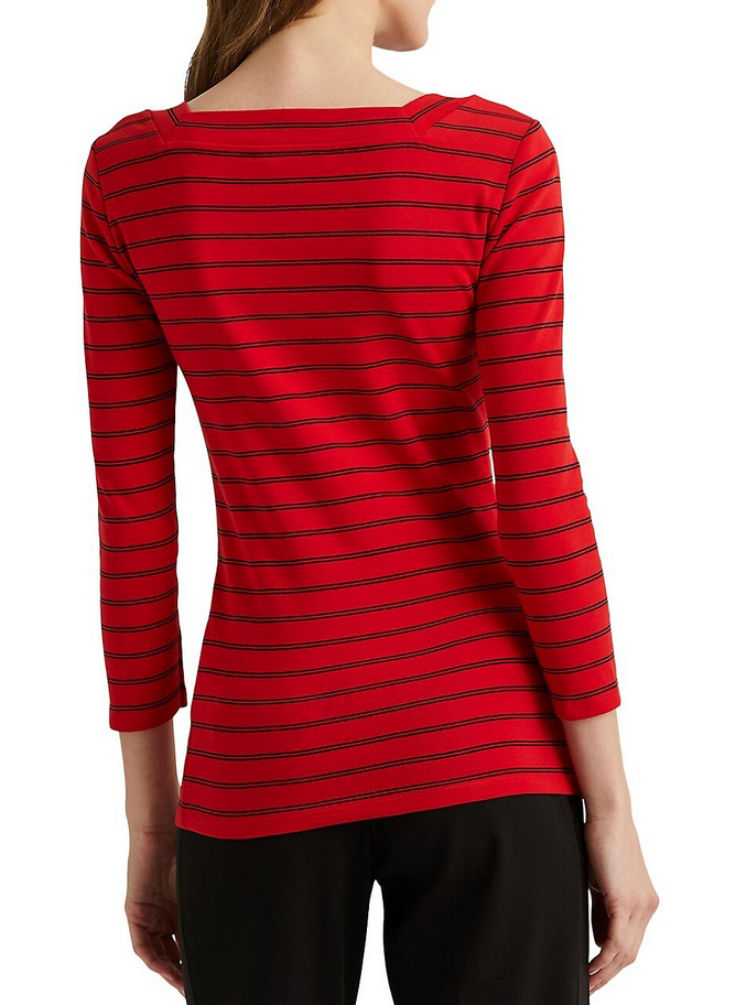 LAUREN RALPH LAUREN Square-Neck Striped Top