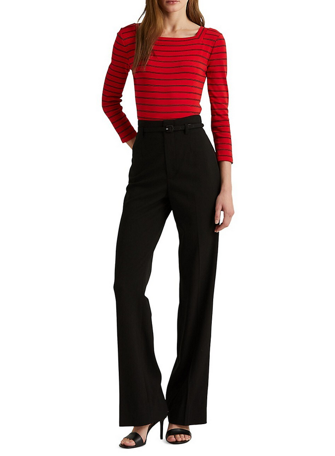 LAUREN RALPH LAUREN Square-Neck Striped Top