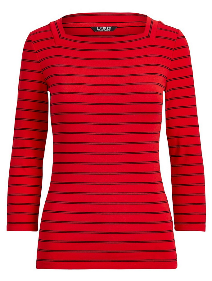 LAUREN RALPH LAUREN Square-Neck Striped Top