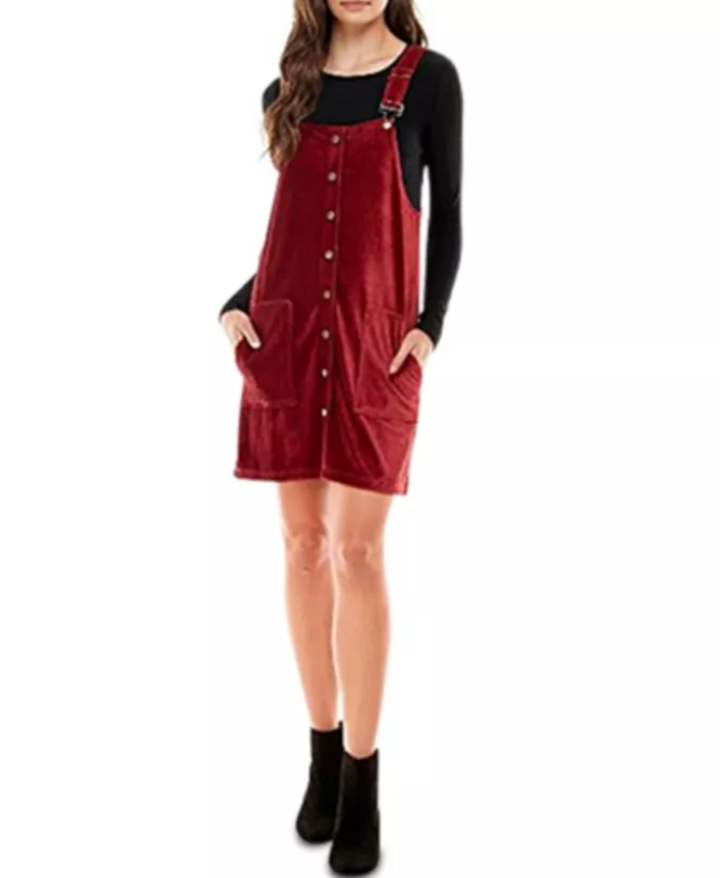 Planet Gold Juniors' Long-Sleeve Top & Corduroy Overalls