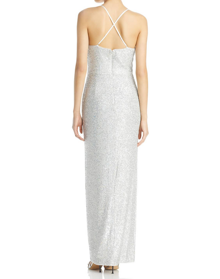 Aidan by Aidan Mattox Cowl Neck Sequin Column Gown