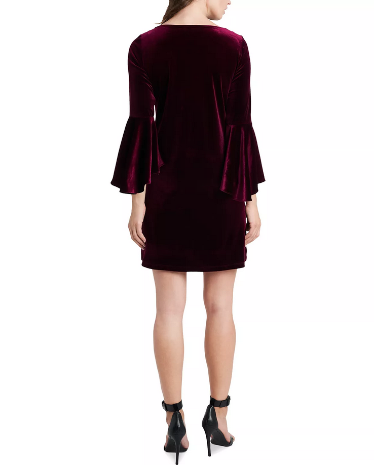 MSK Velvet Bell-Sleeve Shift Dress