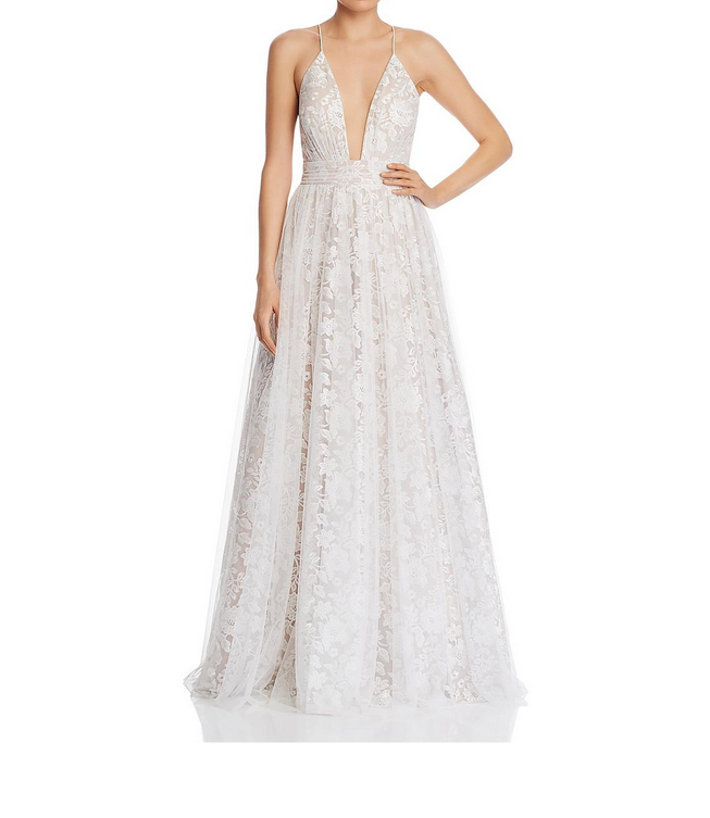 Aidan by Aidan Mattox Floral Embroidered Mesh Gown