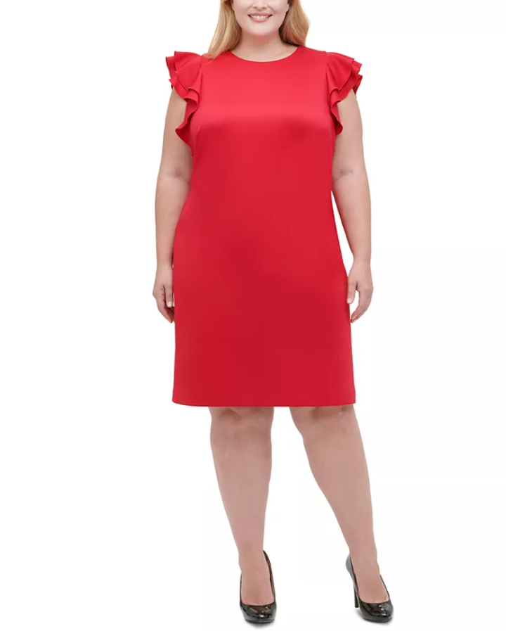 Tommy Hilfiger Plus Size Sheath Flutter Sleeve Dress