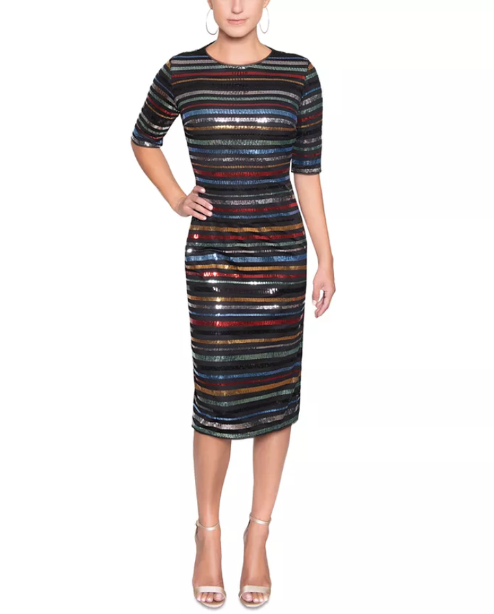 RACHEL Rachel Roy Sequin Stripe Sheath Dress