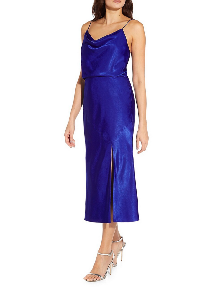 Aidan by Aidan Mattox Cowl Neck Midi Dress