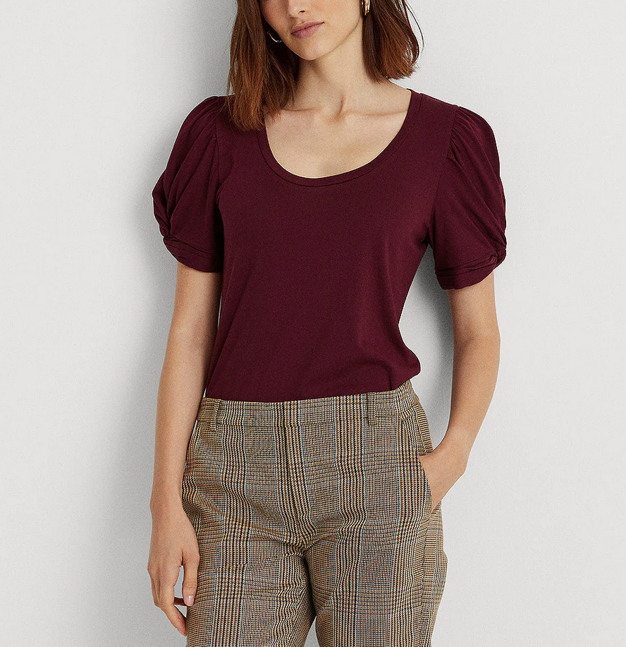 LAUREN RALPH LAUREN Cotton-Blend Puff-Sleeve Tee