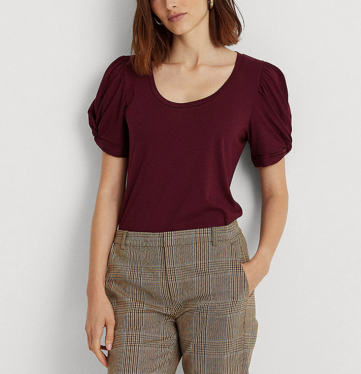 LAUREN RALPH LAUREN Cotton-Blend Puff-Sleeve Tee