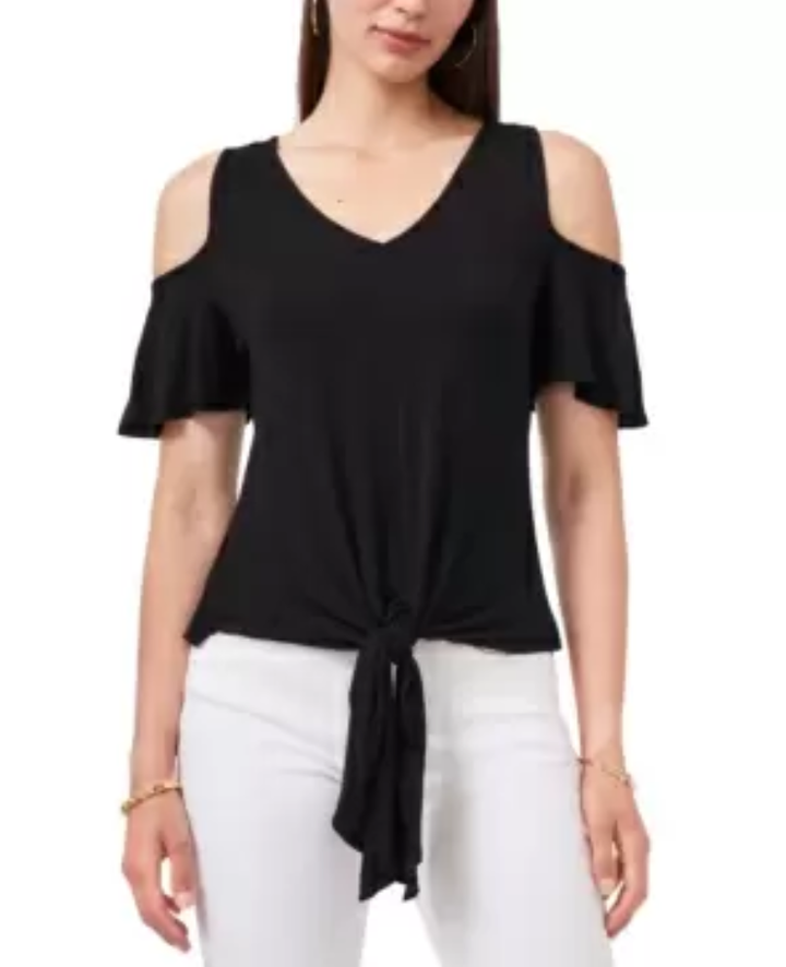 Vince Camuto Tie-Front Cold-Shoulder Top