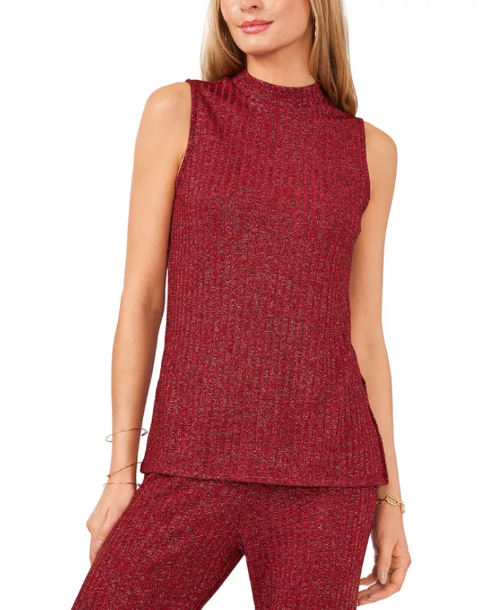 Vince Camuto Sleeveless Rib-Knit Mock Neck Top