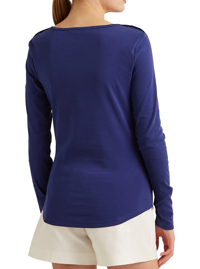 Lauren Ralph Lauren Slim-Fit Faux-Snap-Shoulder T-Shirt