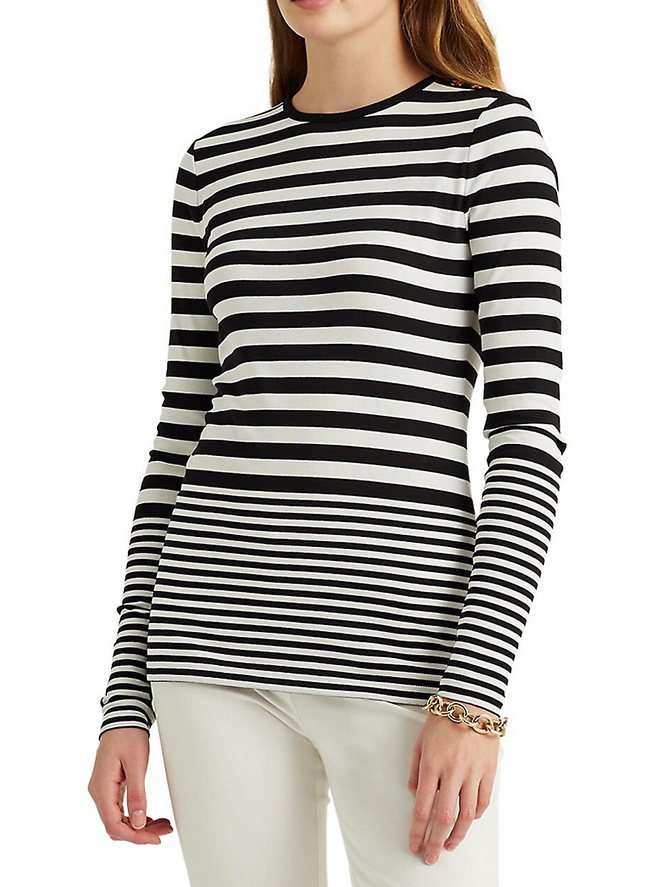 Lauren Ralph Lauren Striped Stretch-Cotton Top