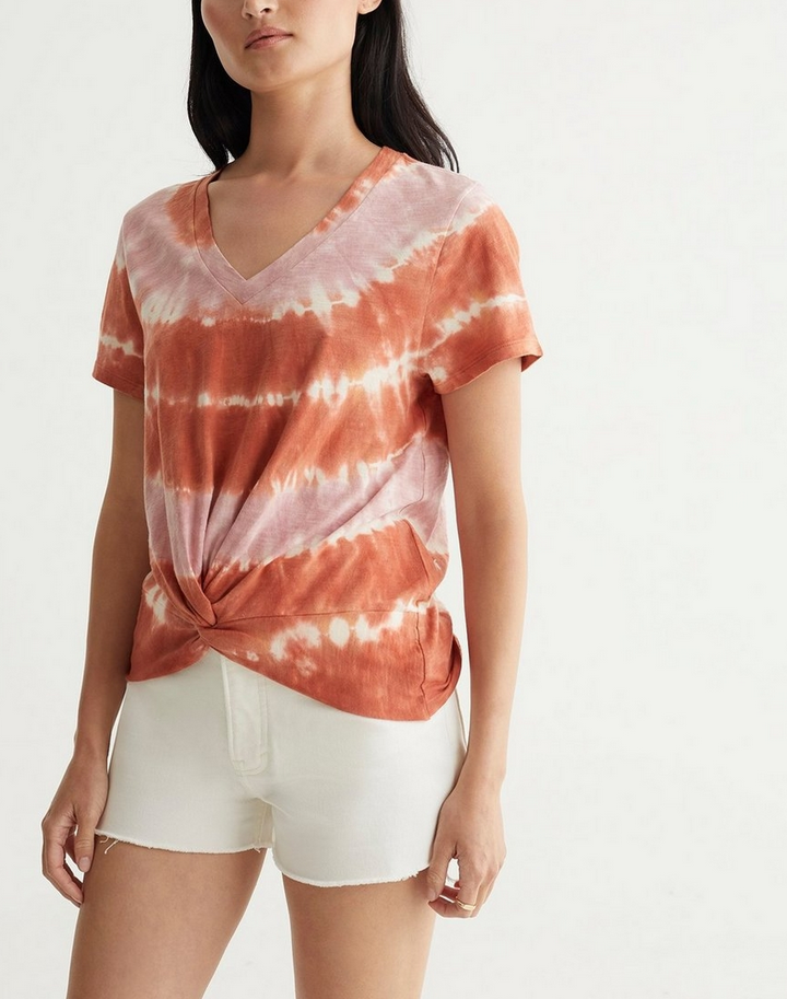 Lucky Brand Cotton Twisted Tie-Dyed T-Shirt