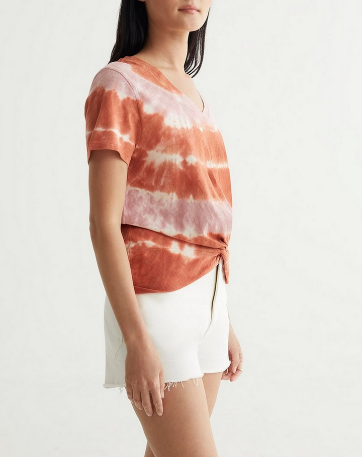 Lucky Brand Cotton Twisted Tie-Dyed T-Shirt