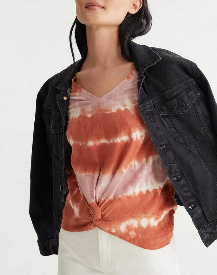 Lucky Brand Cotton Twisted Tie-Dyed T-Shirt