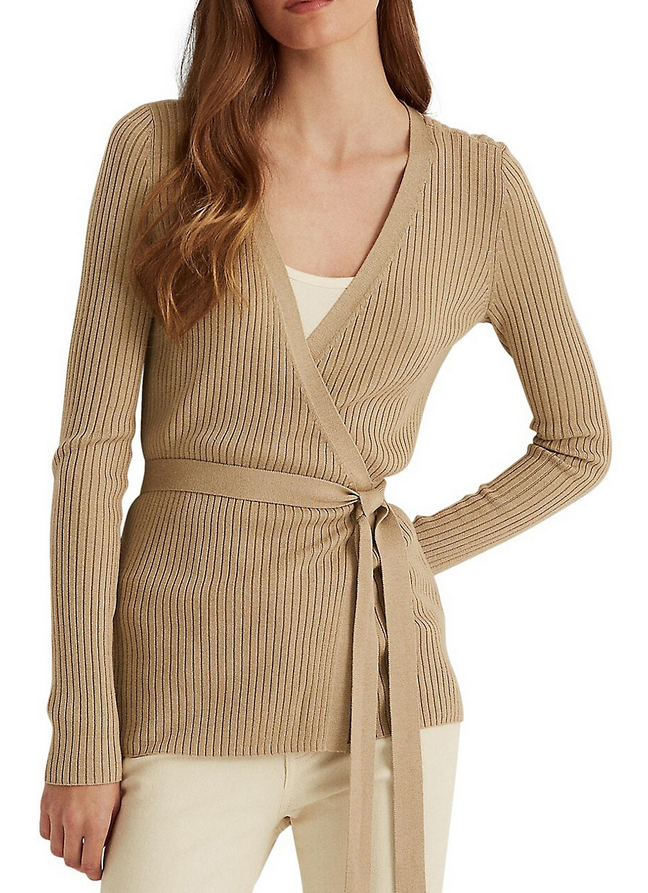 Lauren Ralph Lauren Belted Waist Ribbed Slim-Fit Cardigan