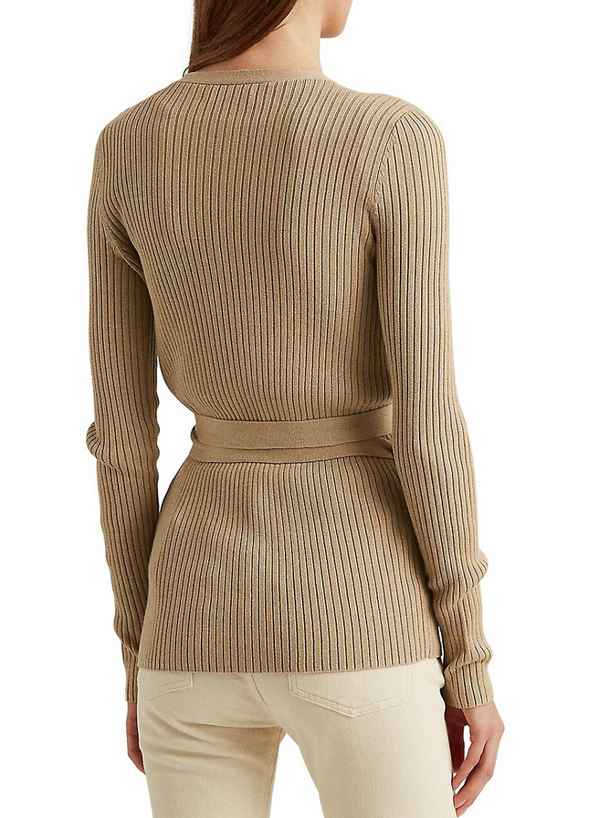 Lauren Ralph Lauren Belted Waist Ribbed Slim-Fit Cardigan