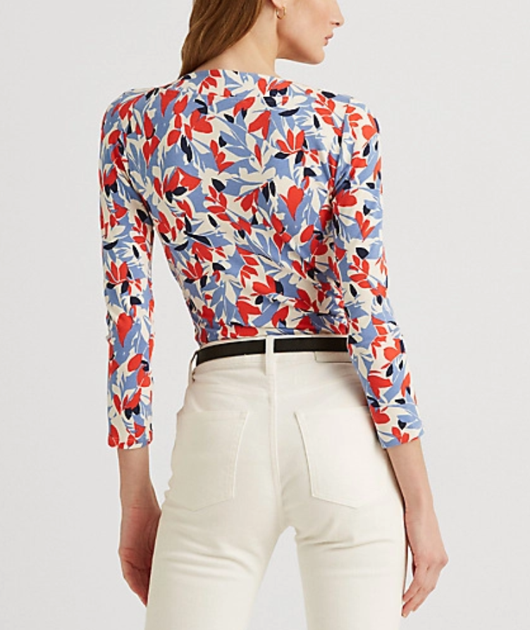 Lauren Ralph Lauren Floral Surplice Jersey Top