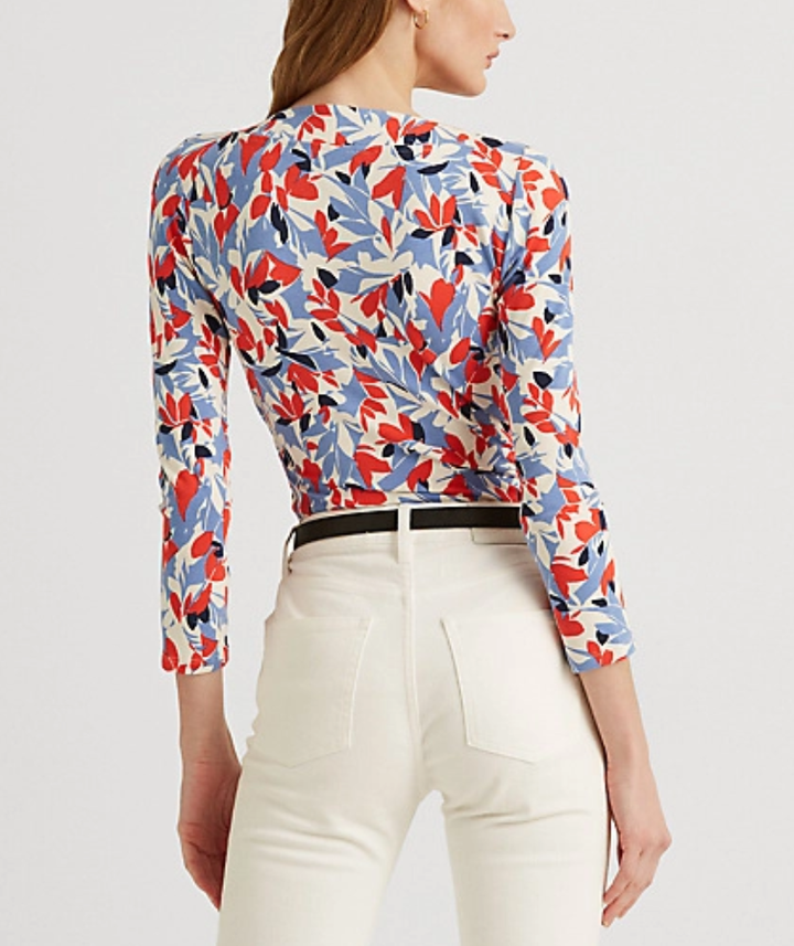 Lauren Ralph Lauren Floral Surplice Jersey Top