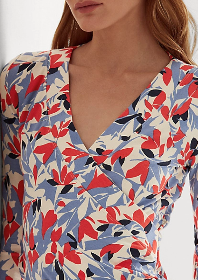 Lauren Ralph Lauren Floral Surplice Jersey Top