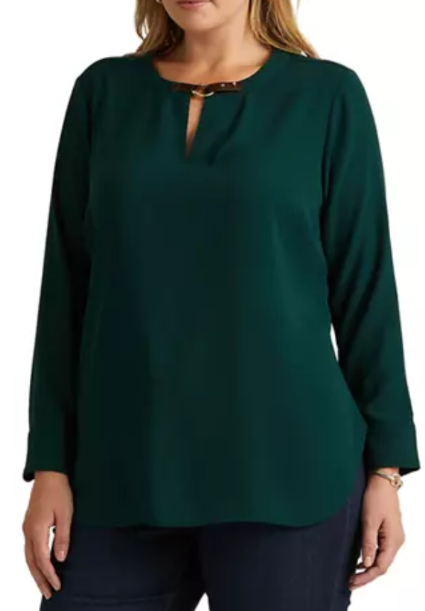 Lauren Ralph Lauren Buckle-Trim Georgette Tunic